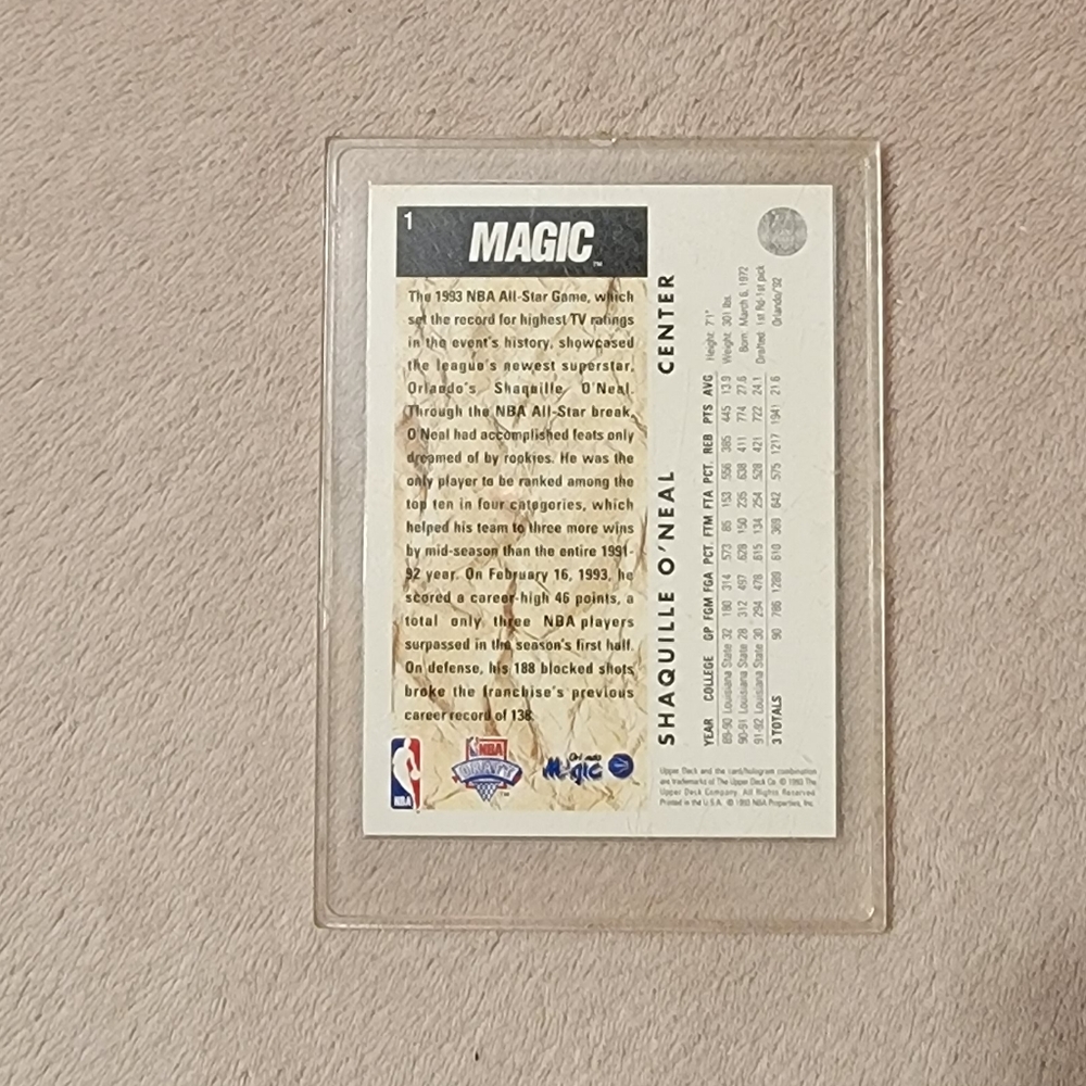 1993 Upper Deck Shaquille O'Neal Rookie Trade Card - Picture 2 of 2